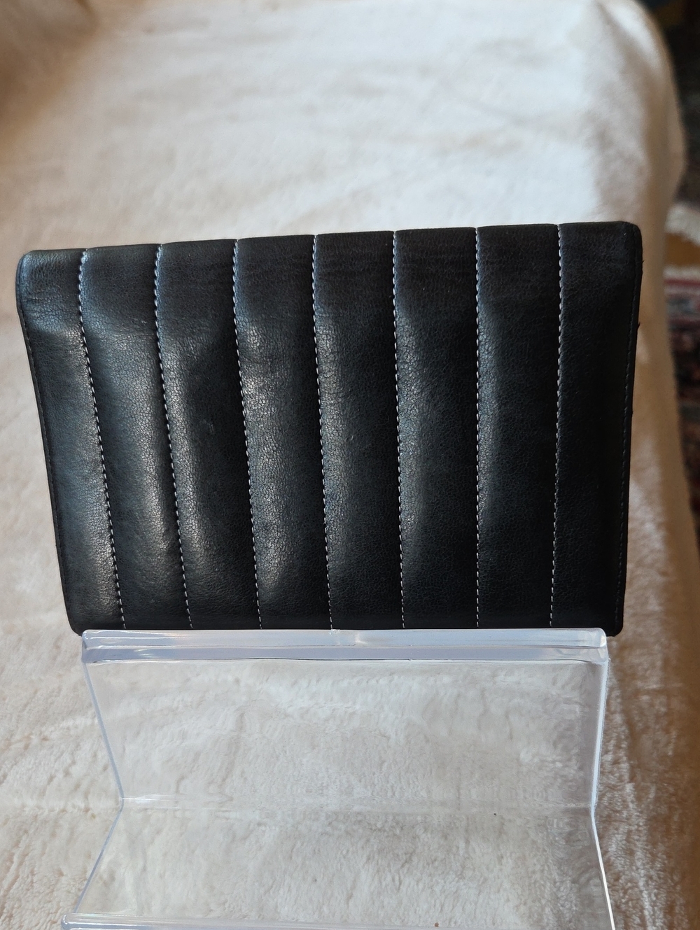 CHANEL Mademoiselle Black Vertical Quilted Leather Wallet with Silver CC Emblem - Picture 3 of 12